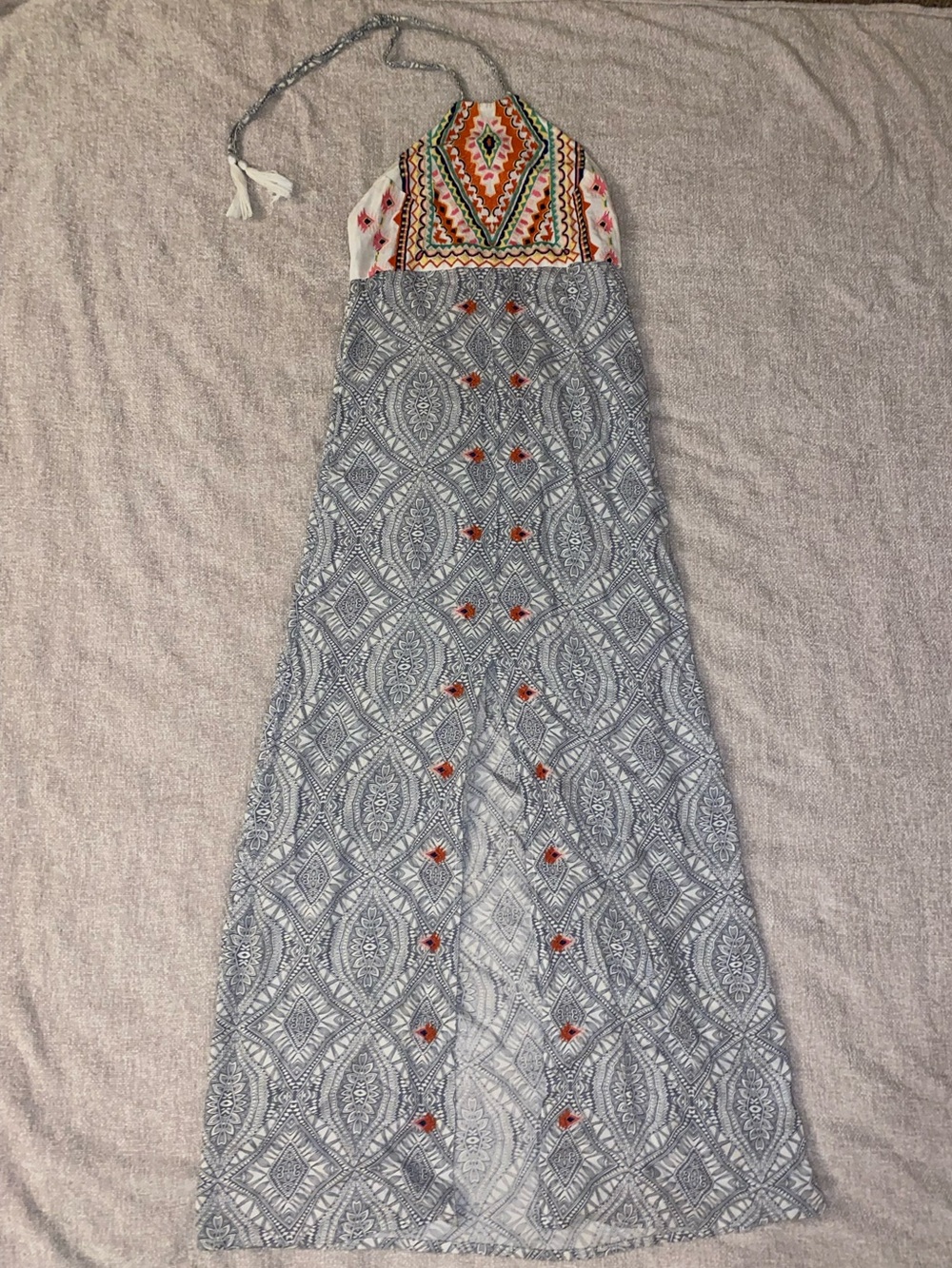 Rip Curl Mayan Sun Boho Embroidered Halter Maxi Dress Size XS